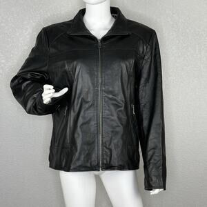 Vintage Excelled Soft Lambskin Leather Zip Up Jacket 90s Y2K Black Size XL